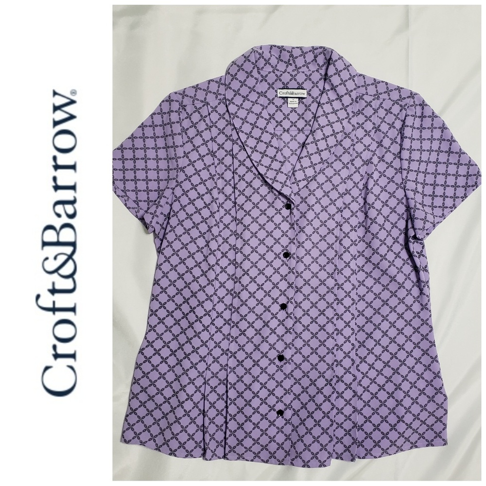 ⭐ Croft & Barrow Purple Pleated Blouse (Small)